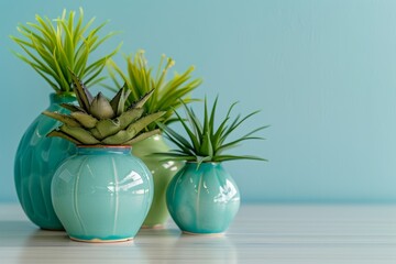 Vibrant succulent plants in modern ceramic pots