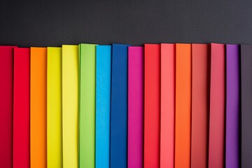 Colorful book spines in a row