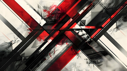 Vivid abstract wallpaper capturing the essence of sharp geometric designs in red, black, and white, designed to emulate the clarity of an HD camera