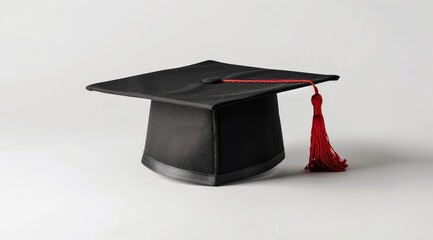 graduation cap with red tassel