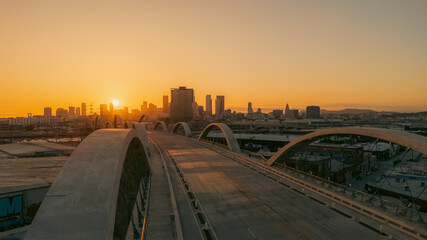 LA 6th Street Bridge heading towards Downtown LA