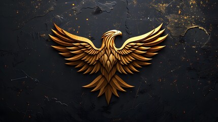 Majestic golden eagle illustration on starry sky