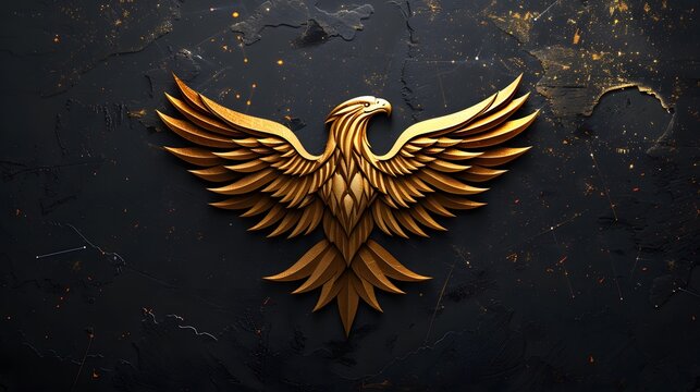 Majestic golden eagle illustration on starry sky