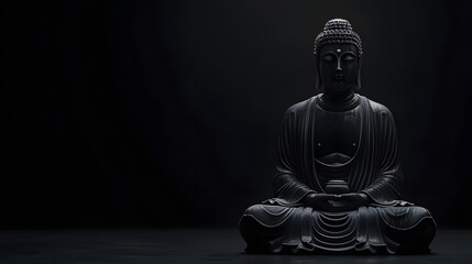 Serene Buddha statue in dark ambiance highlighting peaceful meditation, background