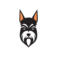 simple clean minimal bold schnauzer dog head logo mascot vector illustration design for brand