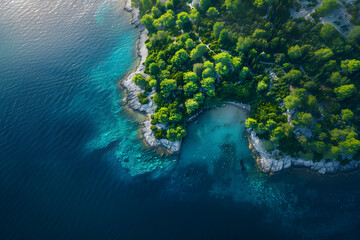 Drone aerial view of the coastline