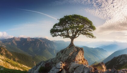 symbolic image of the tree of life standing high above the mountains promising immortality 3d render