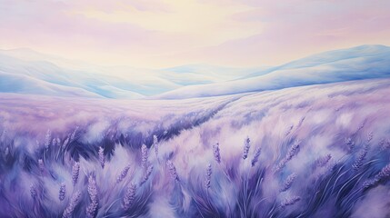 Tranquil waves of cerulean blue against a backdrop of soft lavender