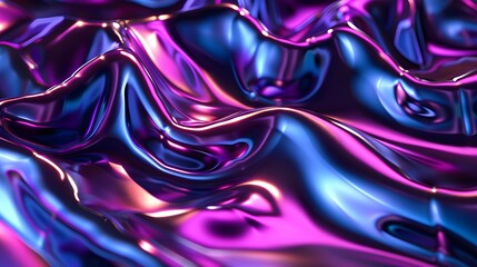 Obraz premium Modern 3D backdrop with moving holographic neon geometrical wavy pattern—a blend of technology and art. Perfect for backgrounds, banners, wallpapers, posters, and covers.