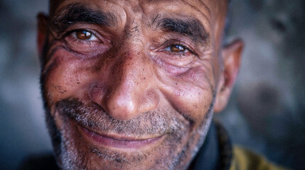 Close-Up Smiling Detailed Middle-Aged 50 to 60 Year Old Man Brown Skinned Indian or Latino
