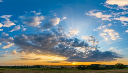 panoramic background of evening sky with beautiful stormy clouds