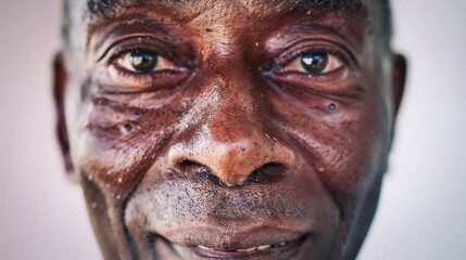 Close-Up Smiling Detailed Middle-Aged 50 to 60 Year Old Man Black or African American