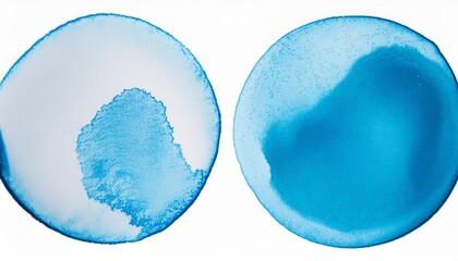 blue watercolor paint round shape with liquid fluid isolated on transparent background for design elements