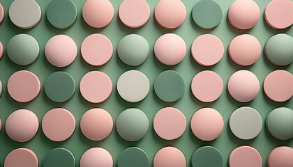 pattern of circles seamless wallpaper design of soft pink shapes on a green background