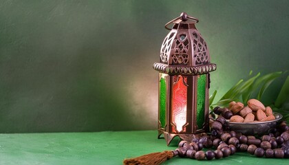 abstract ramadan background islamic background lantern with green empty space