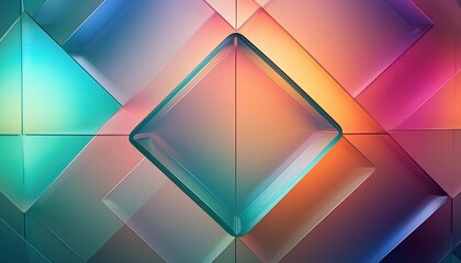 transparent glass with gradient colors background abstract geometry background generative ai