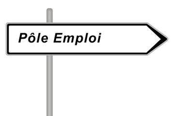 Panneau de direction. P&ocirc;le Emploi.