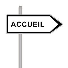 Panneau de direction. Accueil.