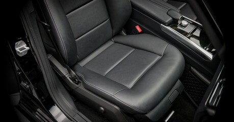 Black leather passenger seat