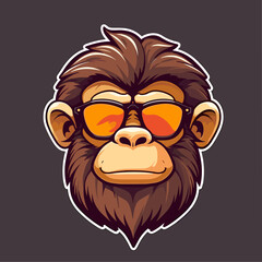 Chimpanzee monkey with glasses. Vector illustration for your design