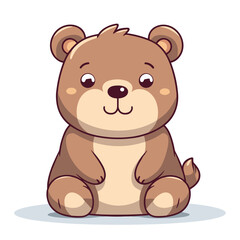 Obraz premium Cute cartoon bear sitting on the ground. Vector illustration of a cute animal.