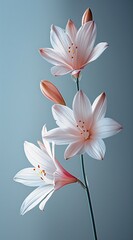 Fototapeta premium three pink flowers vase table pure princess flower tribute life soft surrender