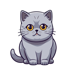 Cute cartoon cat. Vector illustration isolated on a white background.