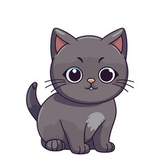 Cute cartoon cat isolated on a white background. Vector illustration.