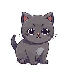 Obraz premium Cute cartoon cat isolated on a white background. Vector illustration.
