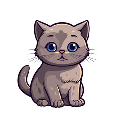Cute cartoon cat. Vector illustration isolated on a white background.