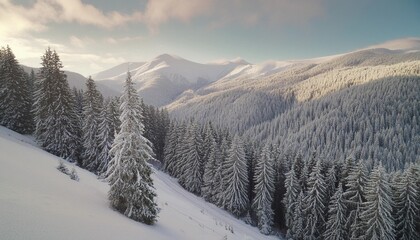 winter in forest mountain landscape