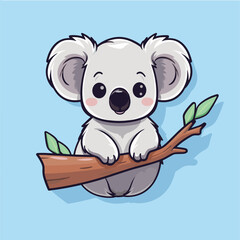 Cute Koala on the branch. Vector illustration of an animal.