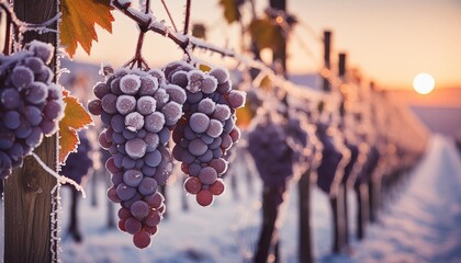 grapes on the frozen vine winter fruit