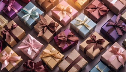 seamless colorful gift boxes with ribbons