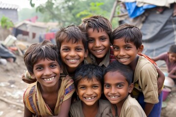 Portrait of a group of happy children