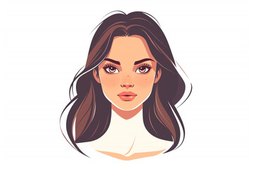 female face illustration, icon, female face, vector logo on white background.