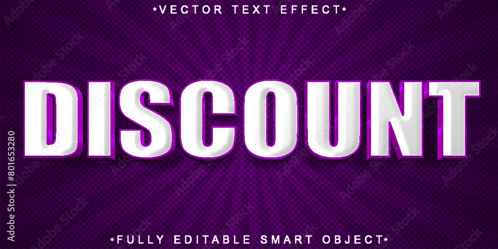 Poster purple discount vector fully editable smart object text effect