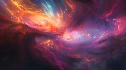 Captivating cosmic spectacle of vibrant nebula colors in deep space background - obrazy, fototapety, plakaty
