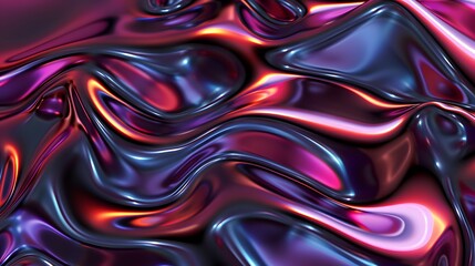 Fototapeta premium Modern 3D backdrop with moving holographic neon geometrical wavy pattern—a blend of technology and art. Perfect for backgrounds, banners, wallpapers, posters, and covers.