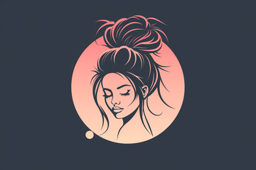 beautiful logo design for female hairdresser, vector illustration.