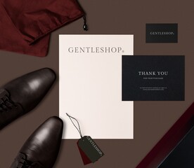 Corporate identity, professional stationery, business branding flat lay design