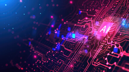 Obraz premium AI with cirtcuit board illustration 