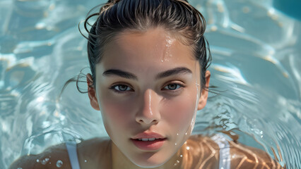 Ponytail Splash Western Swimmer's Hairstyle, Aquatic Elegance Ponytail Style for Western Swimmer, Dynamic Waves Western Swimming Athlete's Ponytail, Western Swim Style Ponytail Look for Athletes