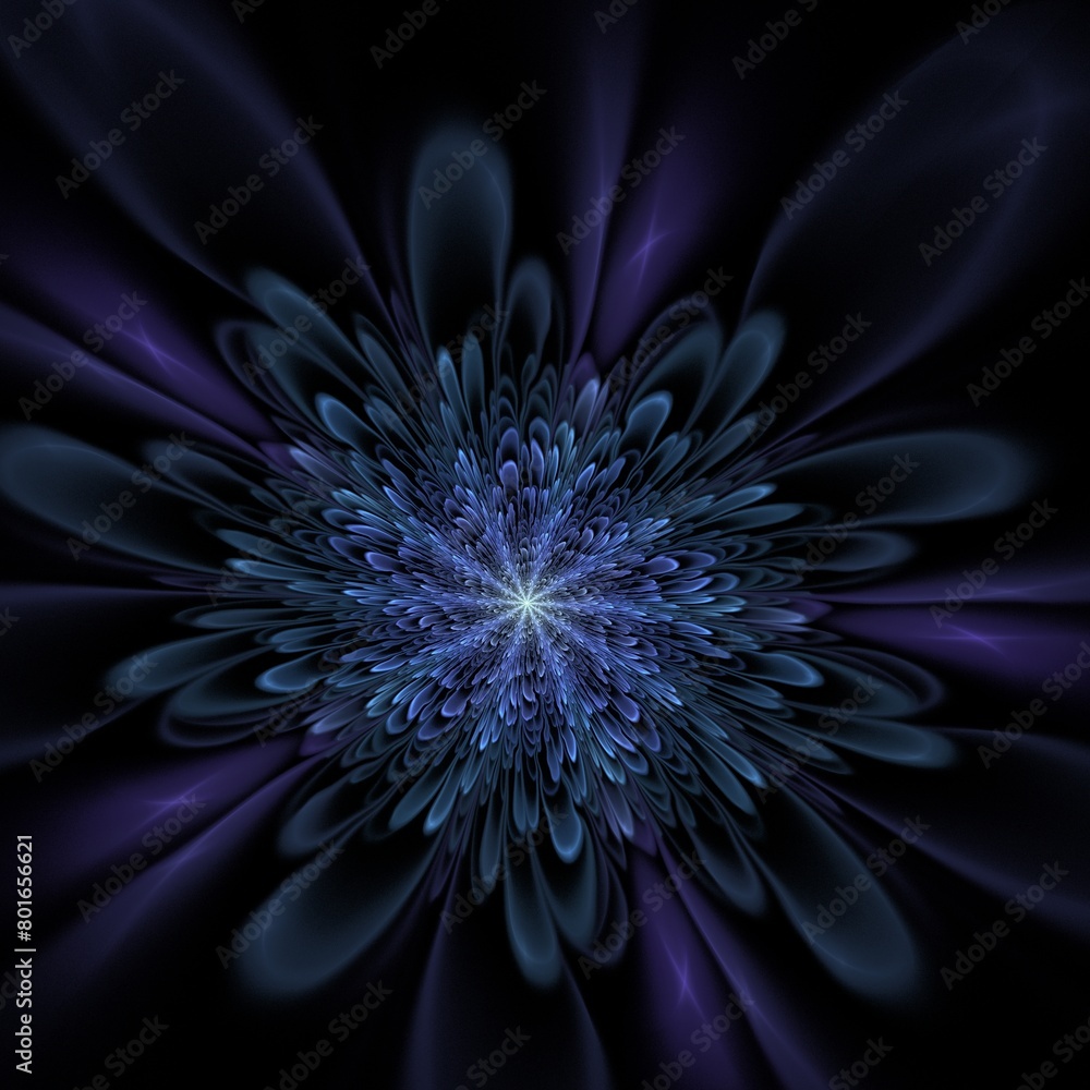 Poster dark fractal flower, digital artwork for creative graphic design...fractal pattern in the shape of f