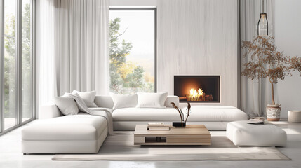 
Sure, here are 50 related titles in paragraph form with commas between each title:

White corner sofa near fireplace, Scandinavian home interior design of modern living room, Cozy corner sofa by the 
