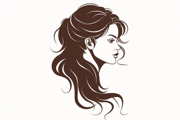 Profile silhouette of a beautiful girl, salon logo, vector illustration.