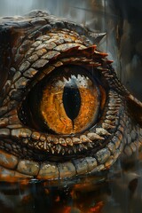 Naklejka premium lizards eye raindrop loving amber eyes oil metal reflections creature hiding bright orange scaly large canvas baleful