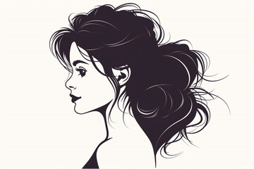 Profile silhouette of a beautiful girl, salon logo, vector illustration.