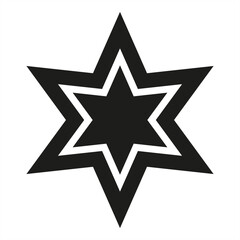 Double star shape with black and white contrast - stock vector