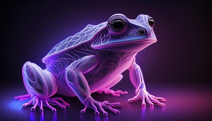 Hologram of a frog on a black background